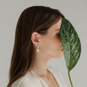 Cercei argint cu perle naturale Edison și cristale, cu tortițe DiAmanti SK25479EL_W-G Cercei argint cu perle naturale Edison și cristale, cu tortițe DiAmanti SK25479EL_W-G